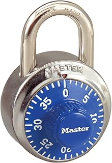 Combination Padlock, Center, Blue/Silver