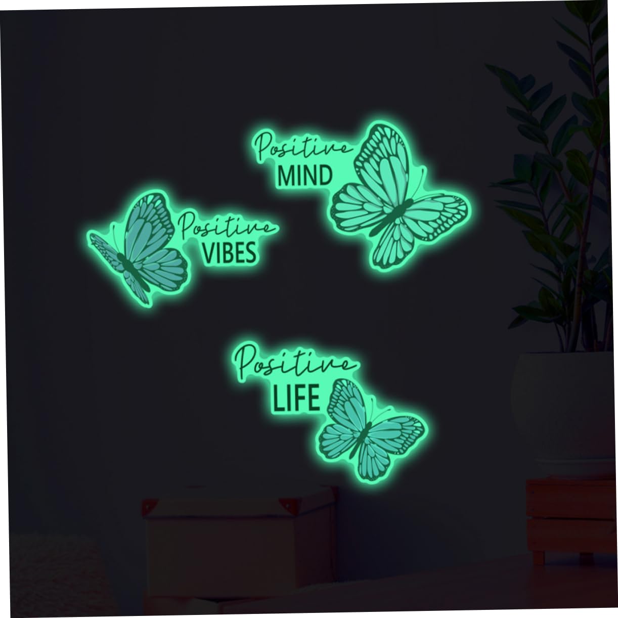 SHINEOFI 10 Set Adesivo da parete luminoso decorazioni buio adesivi a parete Arredamento da parete per decalcomanie adesive da parete decalcomanie di farfalle adesivi luminosi pvc