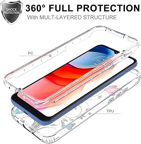 Miniatura 3 de Ueokeird Funda para Moto G Play 2021XT2093DL con protector de pantalla de vidrio templado, funda protectora de cuerpo completo con patrón de