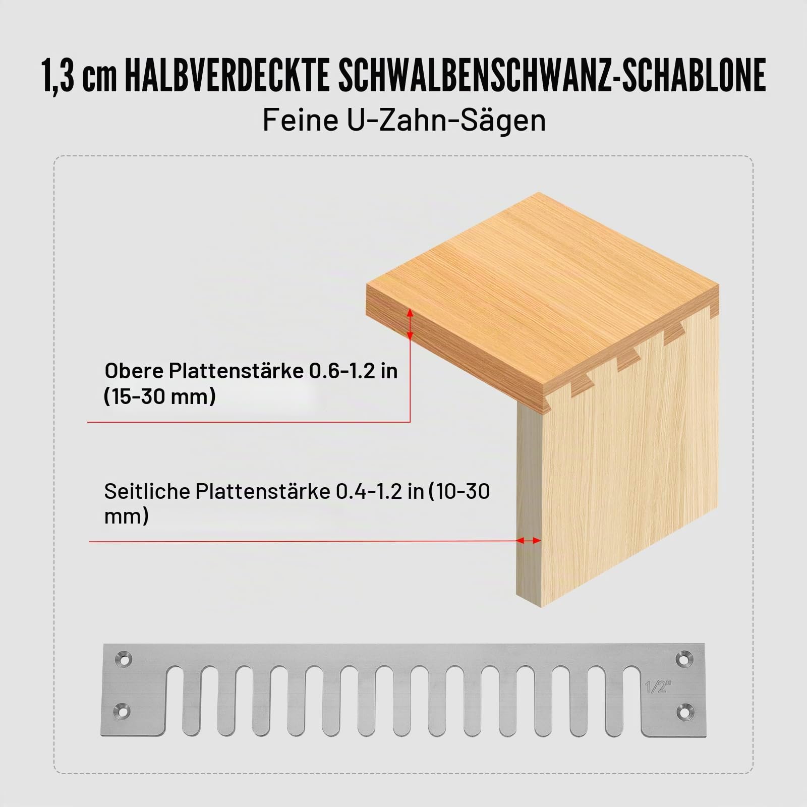 VEVOR Zinkenfräsmaschine 31 cm Breit, Zinkenfrässchablone mit Fräser & 12,7-mm-Schablone, Präzise Ausrichtung, Zapfen- & Zapfenschneidvorrichtung, Werkzeug für Möbel- & Schrankherstellung | Einfache Bedienung, robust und langlebig