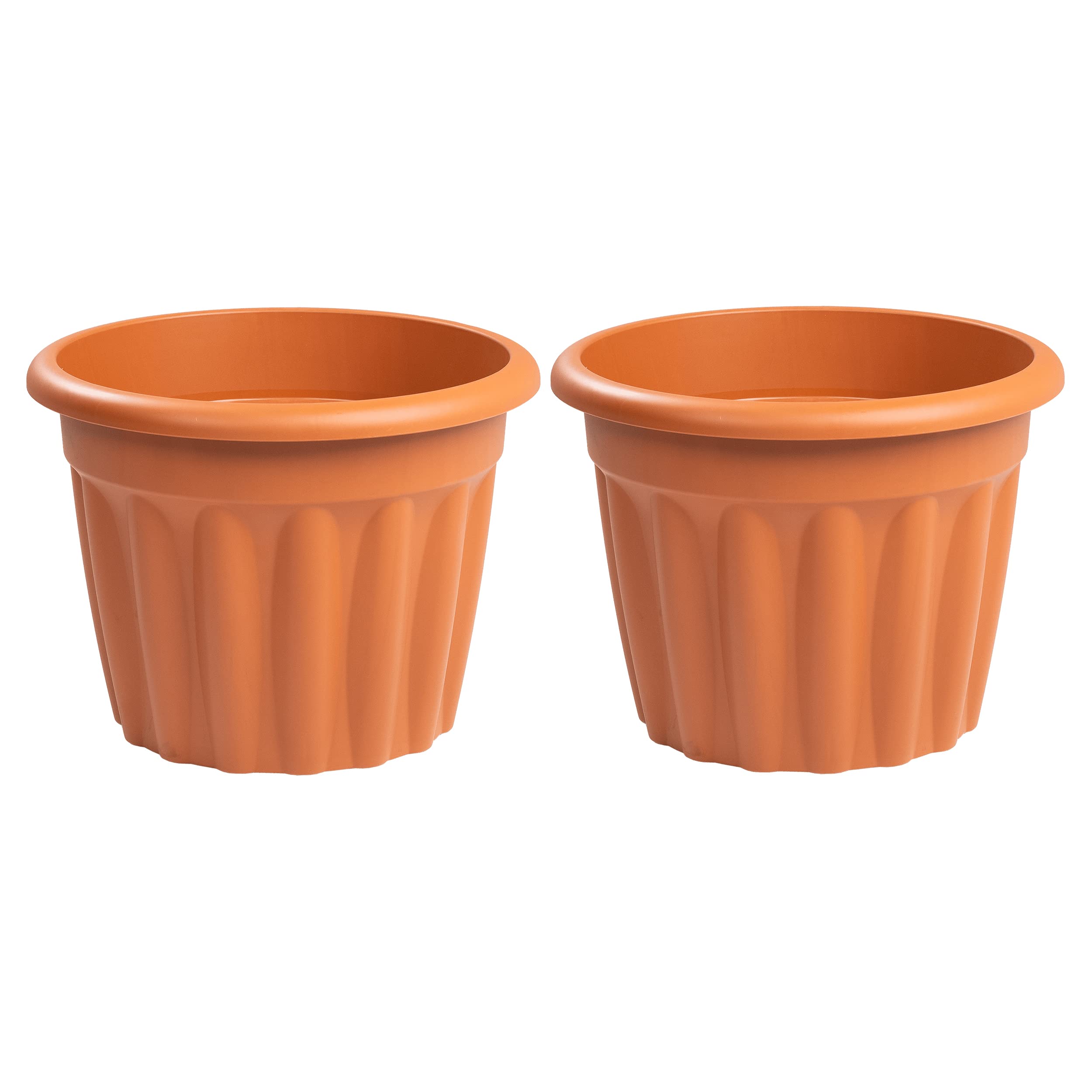 M1ss Terracotta Set Of 2-40Cm Round Plastic Plant Pot Nursery Planter Decorative Flower Pot Garden Container For Indoor Outdoor Plants/Flowers, Bonsai Plants, Aloe, Herb, Orchid And More– 20L
