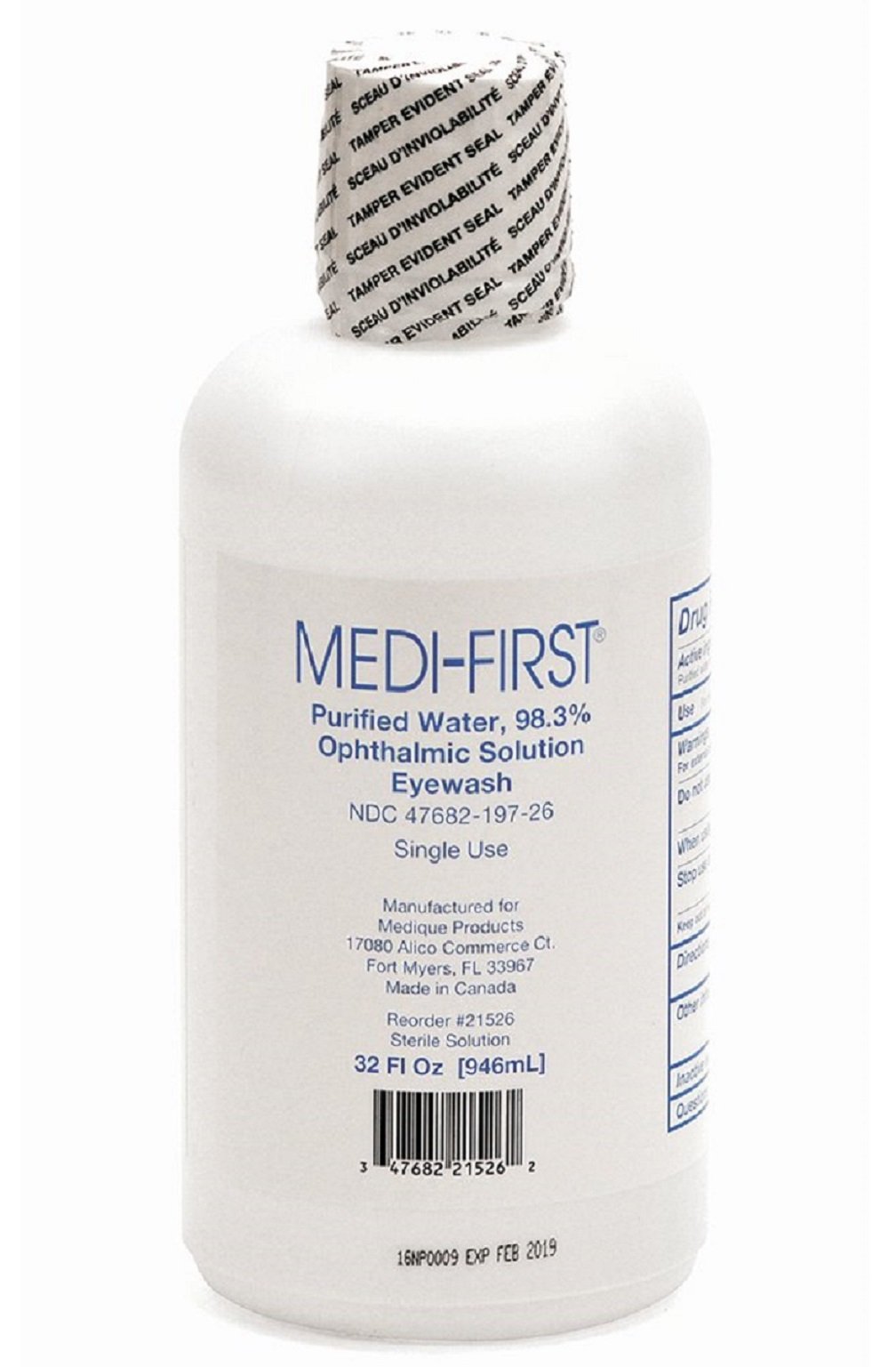 Medi-First 21526 Medi Wash Eye Saline Bottle, 32-Ounce