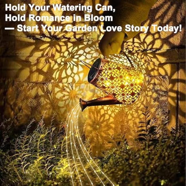 2 Pack Solar Watering Can Lights with Shepherd Hook,Solar Powered Watering Can Light, Waterproof Outdoor Garden Hanging Decoration(Classic).