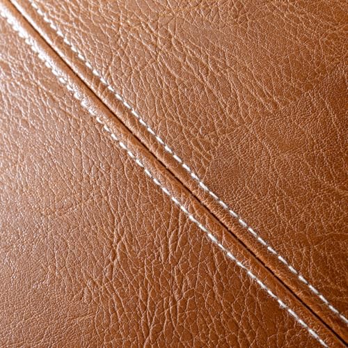 Image of Fancy Homi Brown Boho Long Lumbar Faux Leather Body Decorative Throw Pillow Cover 14x36 Inch for Bedroom Couch Bed Sofa Bench, Hand Stitched Stylish Pillowcase, Rustic Modern Farmhouse Room Decor