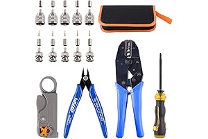 Coaxial Cable Crimping Tool Kit With Dual Function Stripper