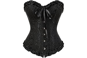 Plus Size Sexy Halloween Corset Women's Gothic Floral Pleated Trim Overbust Waist...