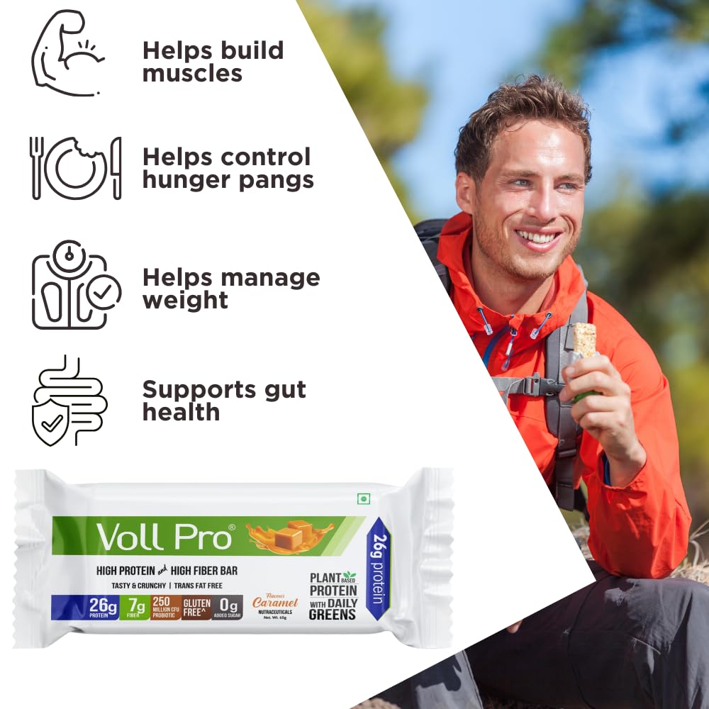 Voll Pro Plant Protein Bar with Daily Greens - High Protein 26g, Fiber 7g, 0g Sugar - Crunchy, Delicious Nutrient-Rich Protein Bars, 65g Bar (Pack of 12) (Pack of 12) — Amazon image 6