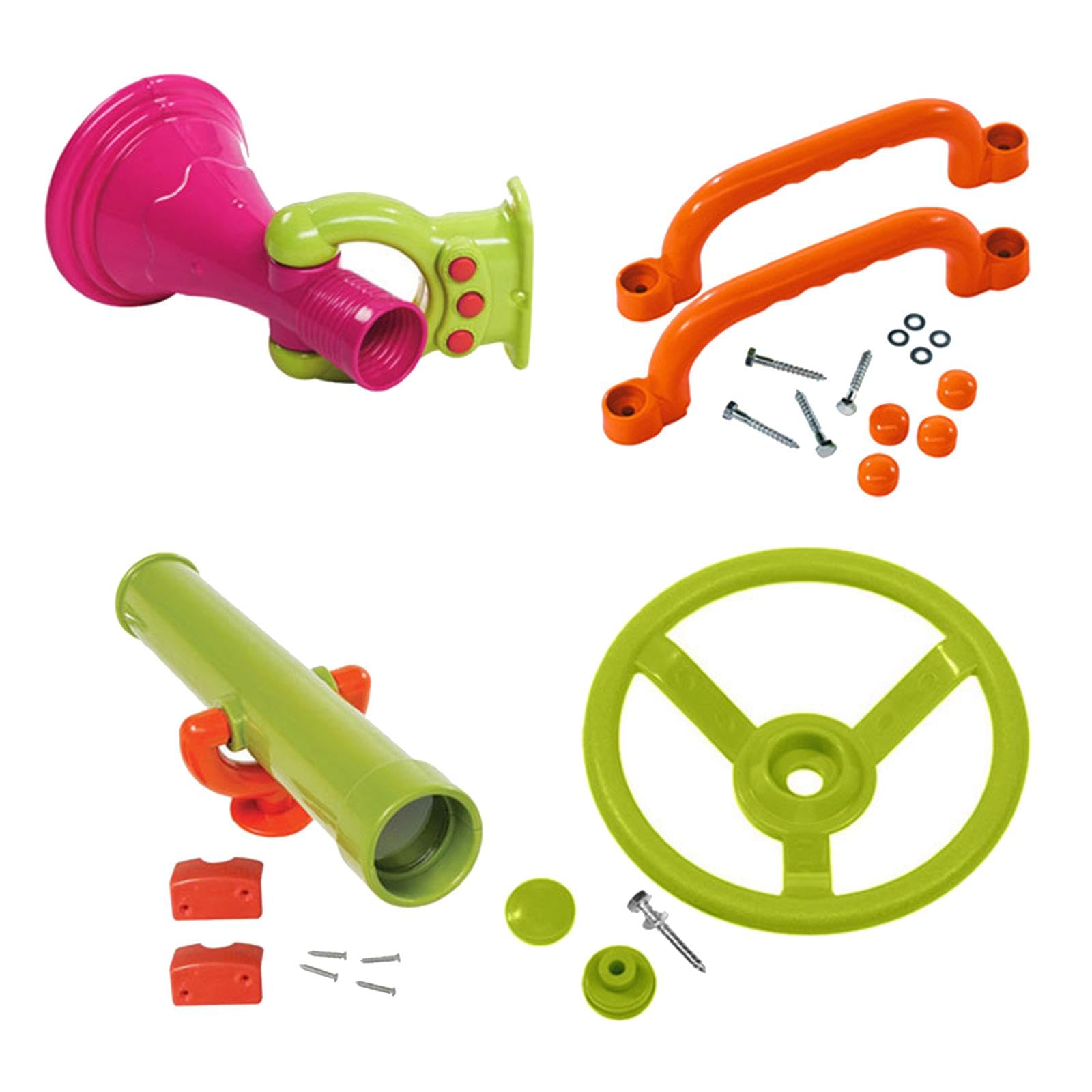 Set di 4 Accessori per Parco Giochi, Ruota della Nave Pirata per Casa Sull'albero E Altro