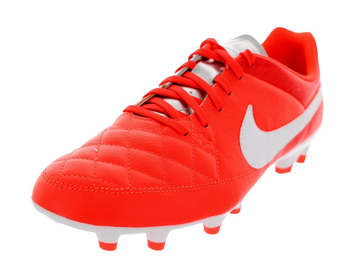 Nike Men's Tiempo Genio Leather FG Total Crimson/White/Mtllc Slvr Soccer Cleat