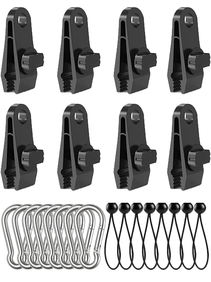 Set 24 Pezzi Per Tende E Teloni - 12 Clip A Coccodrillo + 12 Corde Elastiche Con Palla - Foto 5