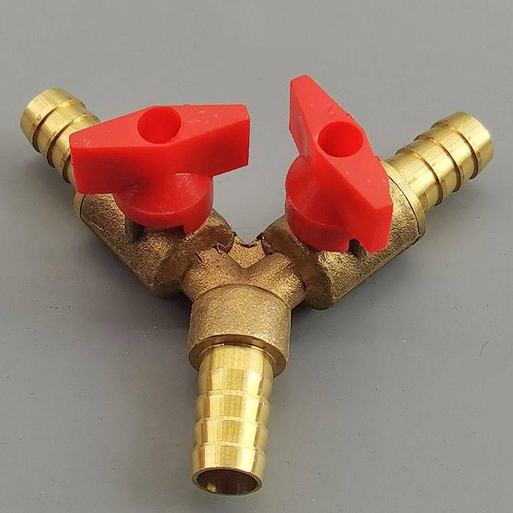 Adaptador de conexión de tubería de latón de tres vías con válvula de cierre tipo Y de 8 mm/10 mm/12 mm para aire, 8 mm