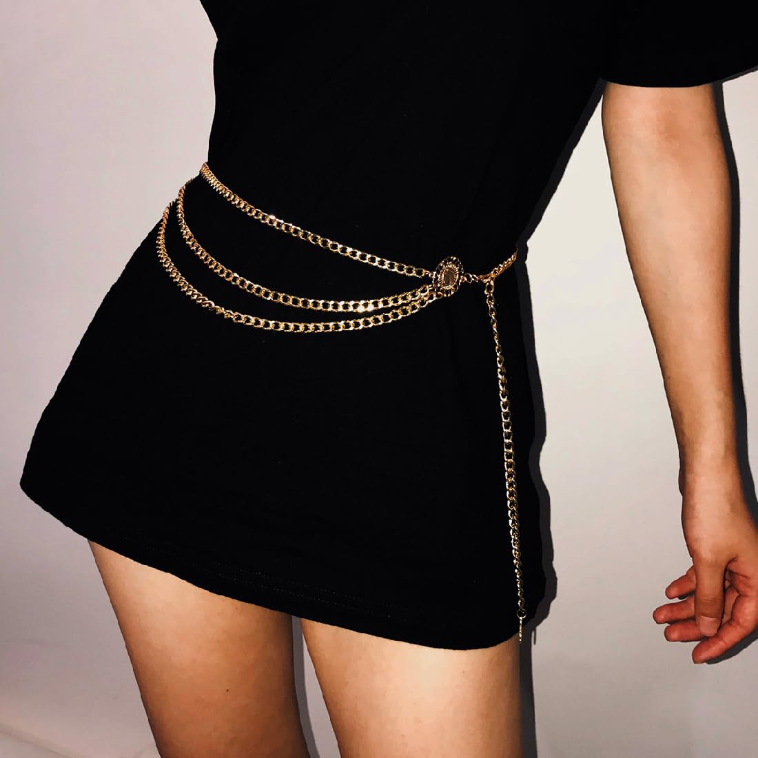 Cinture a Catena per Donne Cintura a Catena Regolabile,Catena in metallo multistrato Catena in Vita con Nappe Catene per la vita Regolabili Catene Ideale su Jeans e Abiti Vintage per Ragazze (Argento