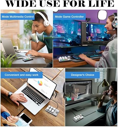 Miniatura 7 de Cuifati Mini teclado de 6 teclas con perilla, teclado mecánico para juegos con una sola mano, con 6 teclas totalmente programables, para, para