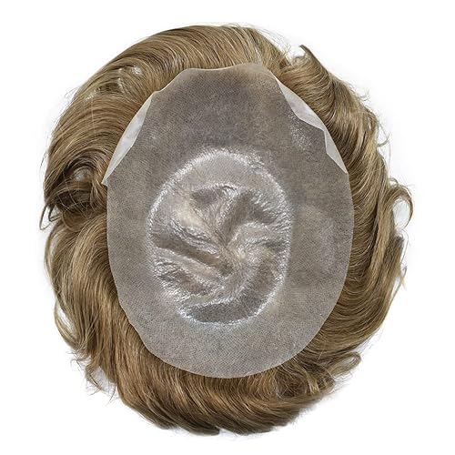 Miniatura 65 de Mens Toupee Real Human Hair Piece 0.06mm Ultra Thin Skin Toupee V-loop Natural Looking Hair Pieces For Men Hair Replacement System8x10-90% light