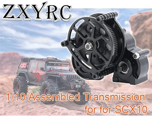 Zxyrc 1/10 Full Metal Assembled Transmission Gearbox With Steel Gear Set For For Scx10 1:10 Rc Crawler Car (Black) #TOP1
