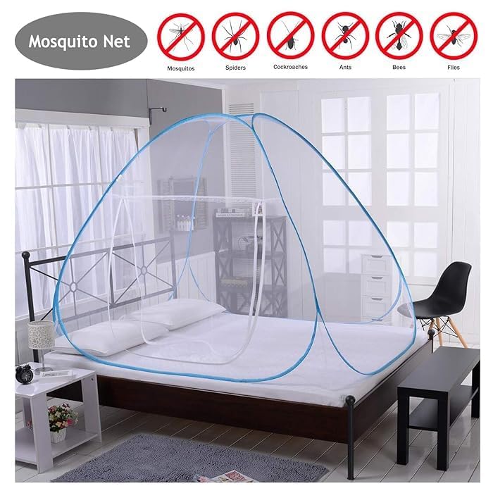Image of Mosquito Net for King Size Double Bed | Double Door Zipper | Ultra Fine High-Density Mesh | Strong Spring Steel Frame | Breathable, Washable 78 x 72 Inch| (Double Bed)