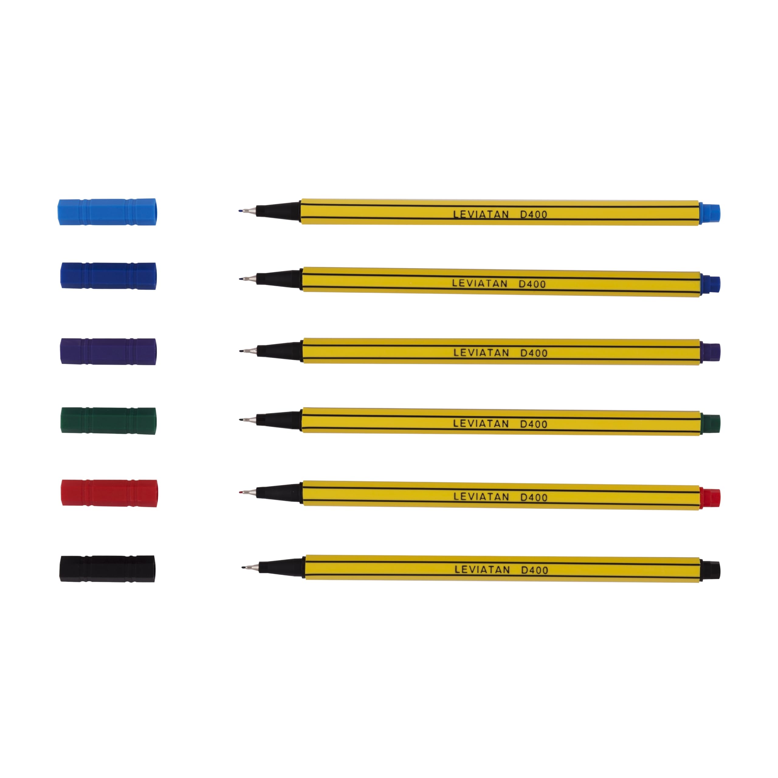 LEVIATAN D400 Fineliner Set 6 Colors - Fine Line Pen Colorful Suitable For Everyday Use - Line Width Approx. 0.4 mm