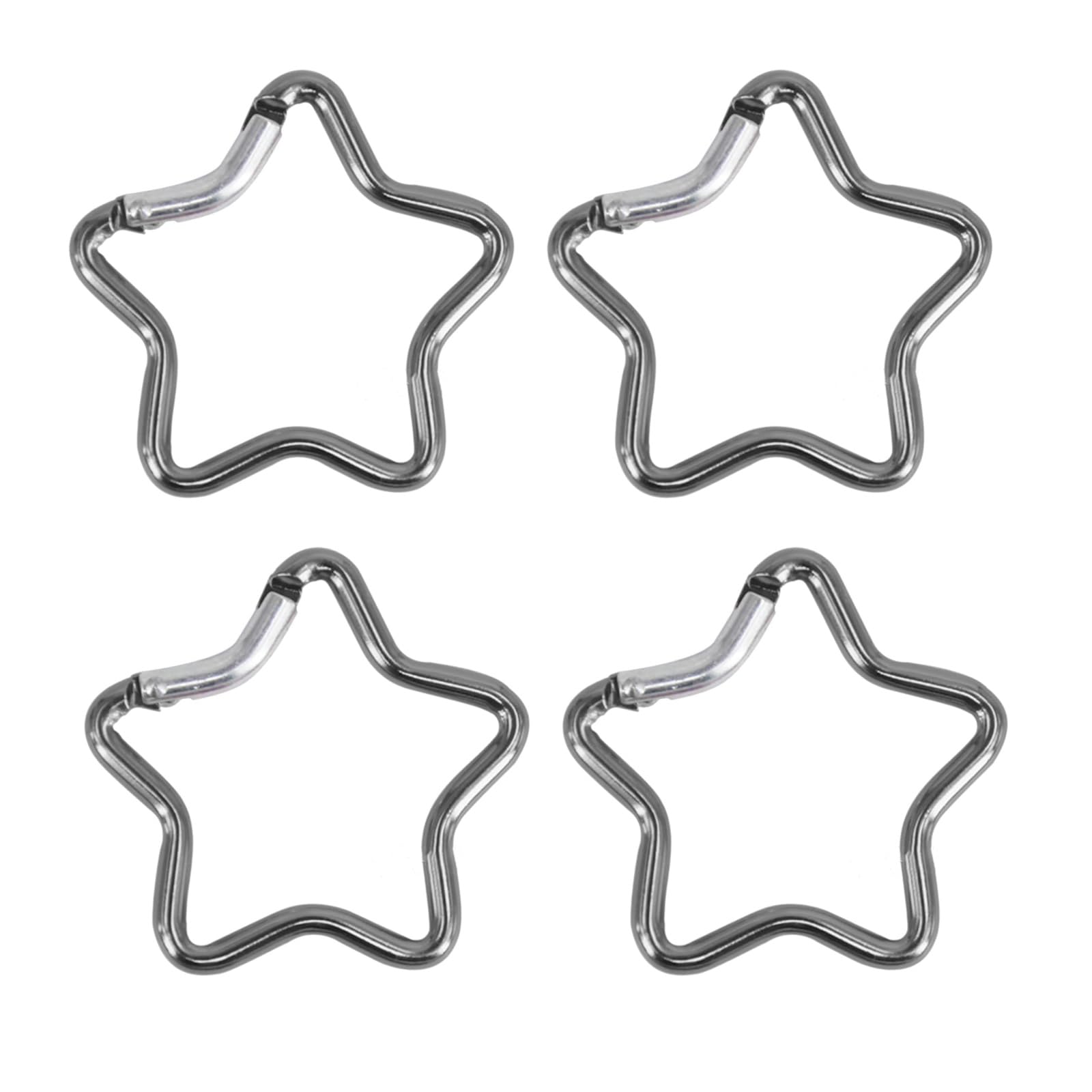 4Pcs Silver Carabiner Clip Star Shaped Climbing Buckle Aluminum Alloy Heavy Duty Keyring Hook for Camping Fishing Hiking Traveling Spring Loaded