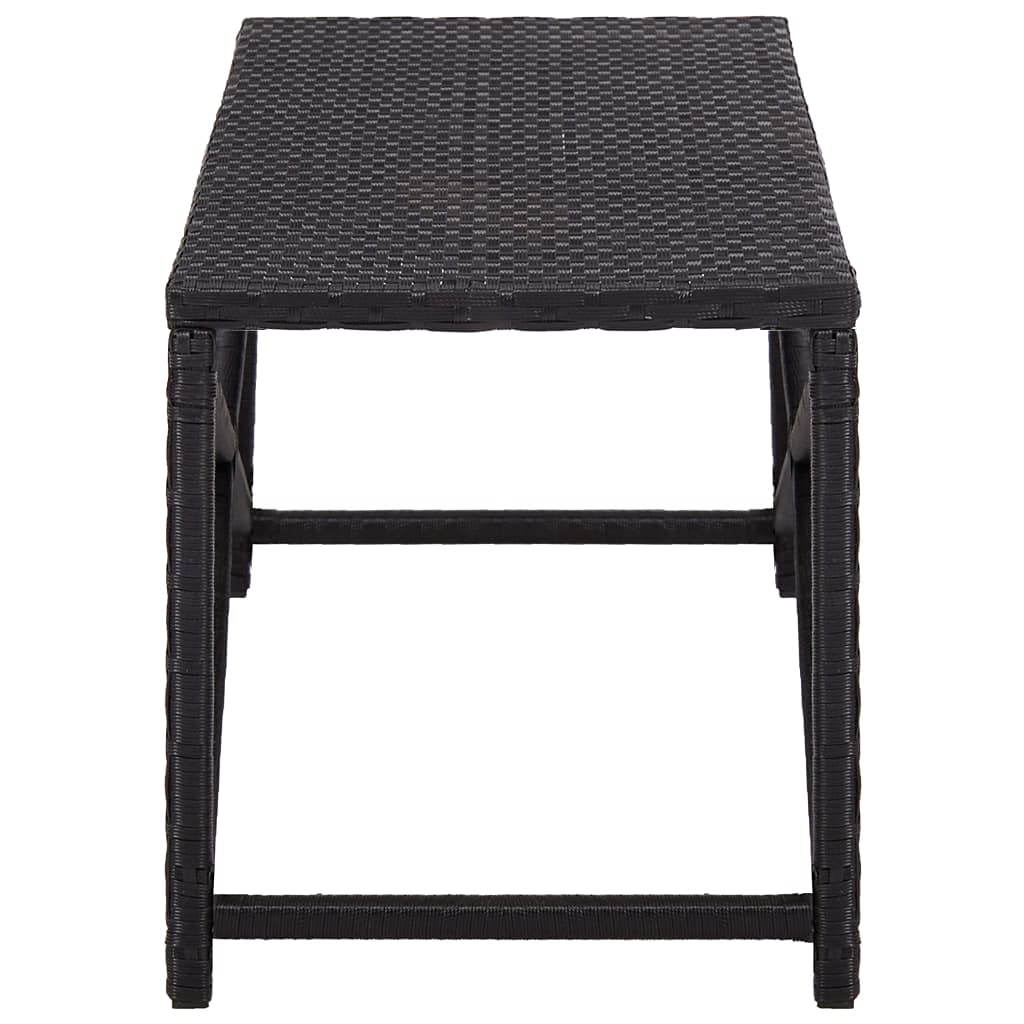 Banco de jardín de 120 cm de ratán sintético resistente a la intemperie en negro, ratán de polietileno impermeable, estructura de acero pulverizado, fácil de limpiar y estable para terraza
