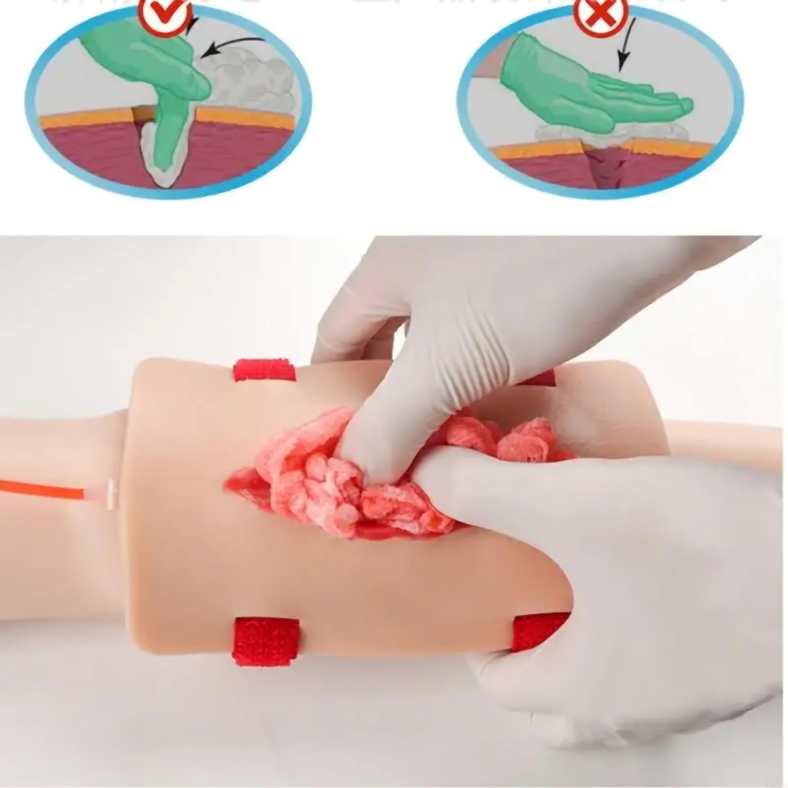 Tampone di addestramento per ferite in silicone realistico - Simulatore indossabile riutilizzabile per il controllo delle emorragie, la sutura e la pratica del primo soccorso di emergenza,Flesh