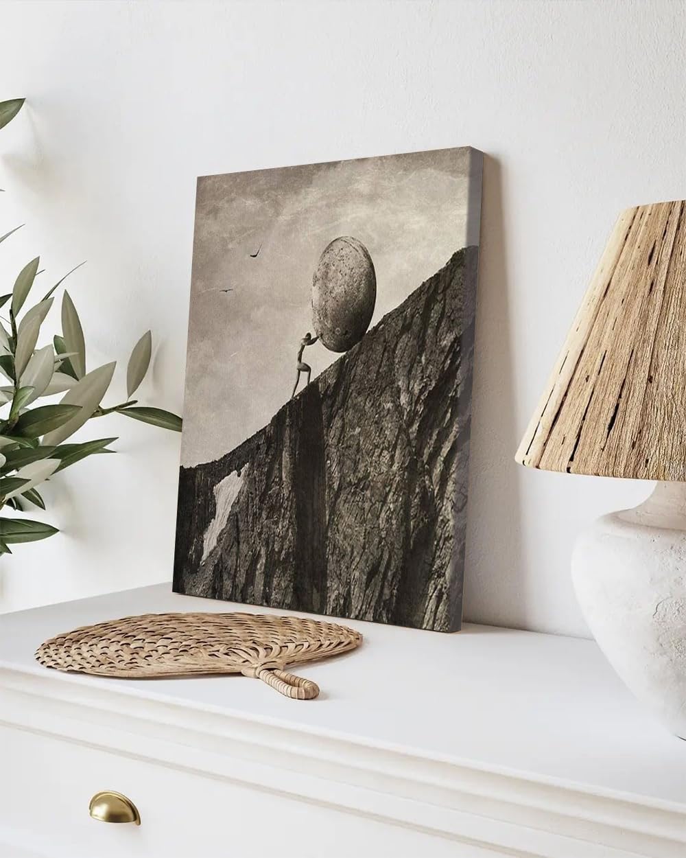 GADGETS WRAP Canvas Gallery Wrap Framed for Home Office Studio Living Room Decoration (9x11inch) - Sisyphus