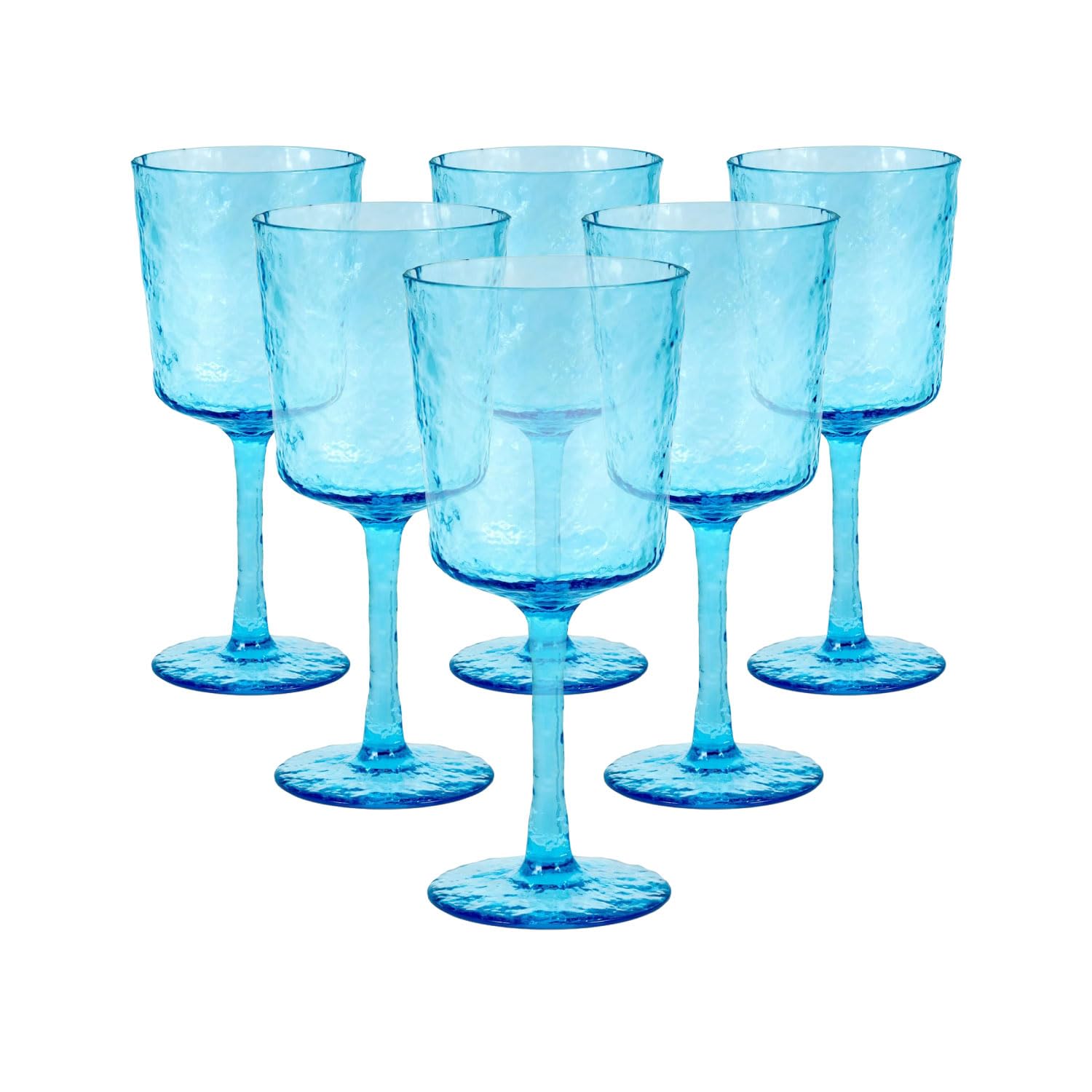 BAYSIDE Lulworth Acrylic Wine Glass, 360ml Set of 6 Blue Reuseable Shatterproof Drinking Glasses, Durable Home Décor, BPA Free, for Outdoor Use, Parties BBQ’s Poolside (6 Pack Wine Glasses)