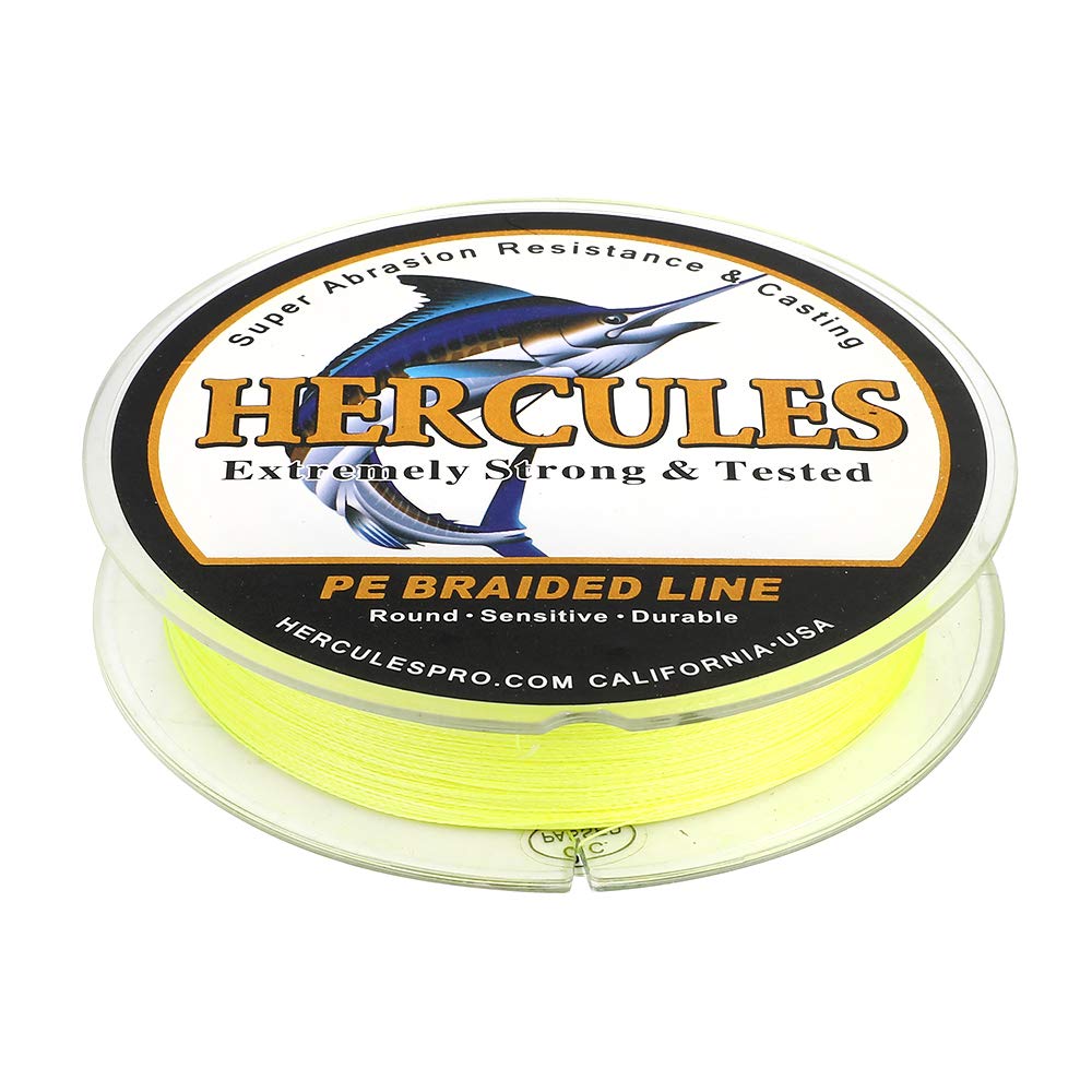 HERCULES Braided Fishing Line 300m 328yds 6lbs-100lbs Pe 4 Strands (Fluorescent Yellow 30lb/13.6kg 0.28mm) - Image 4