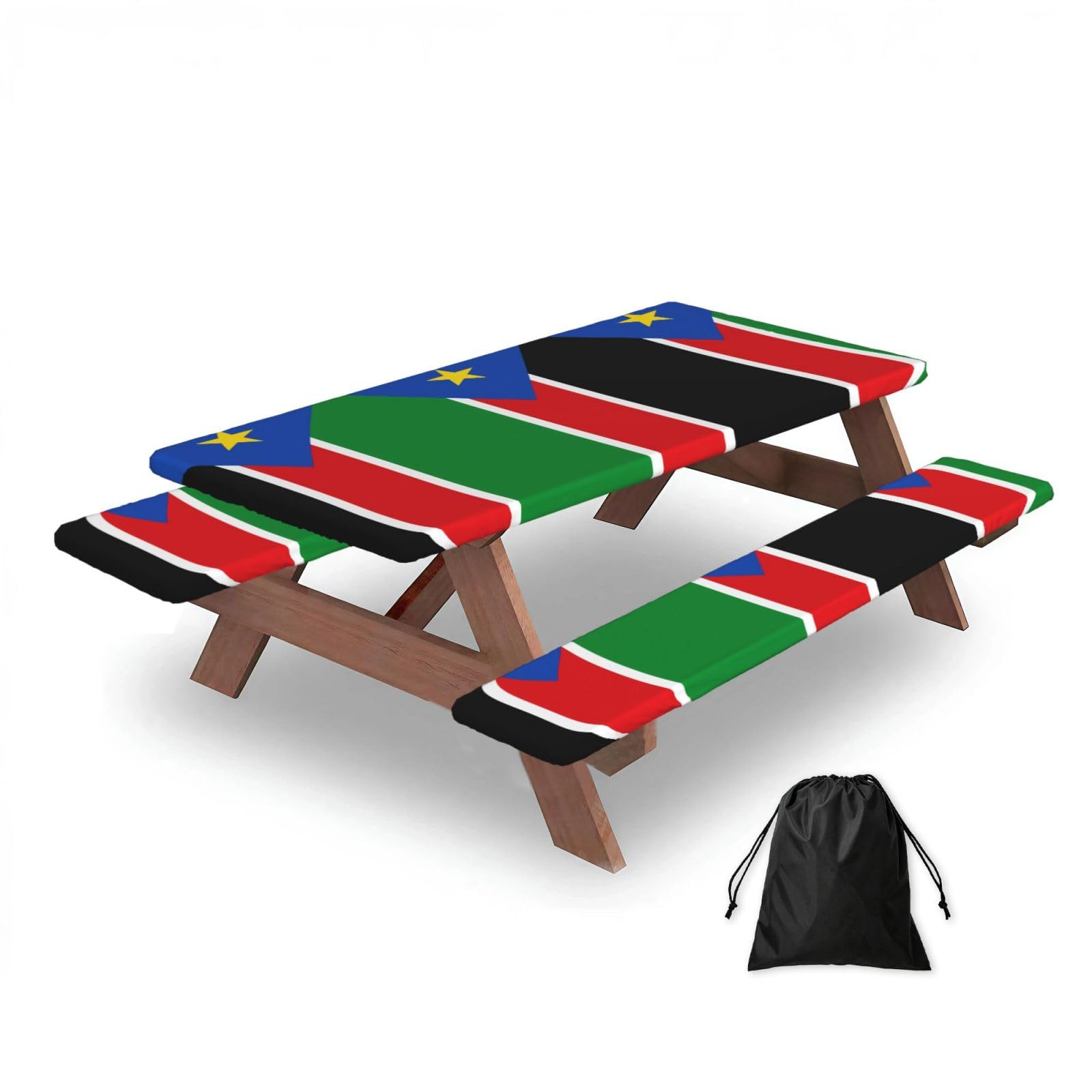 Zqytgfdc Black Flag Of South Sudan Rectangular Water-Repellent Picnic Tablecloths, Outdoor Camping, Picnic, Bbq