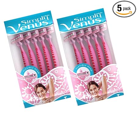 Gillette Razor Venus Hair Removal Razor Blade for Women (5 Pcs In 1) by Rmr JaiHind (Pack of 2),Pink