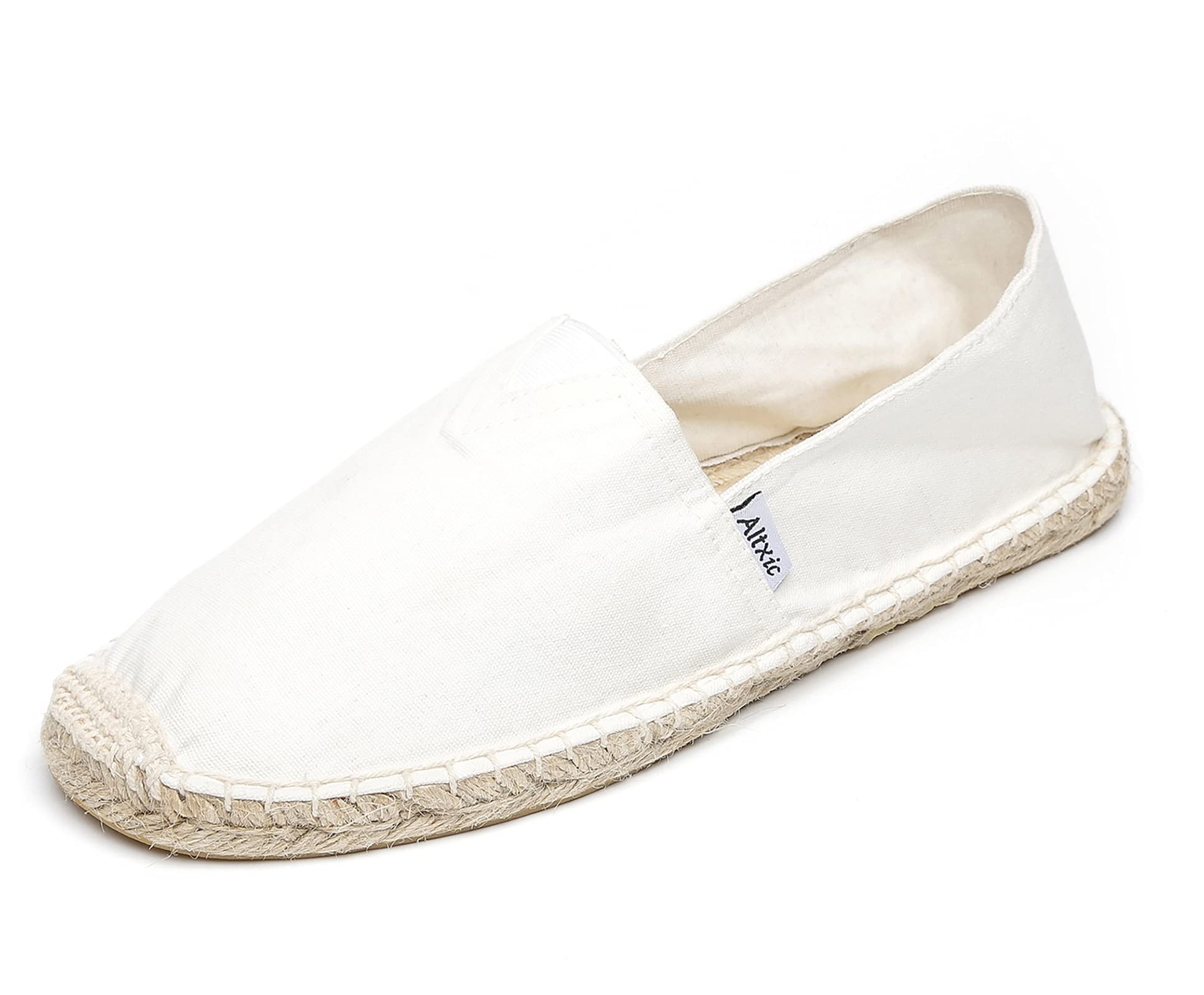 Altxic Mens Flat Canvas Flat Espadrille Comfortable Closed Toe 41 EU White
