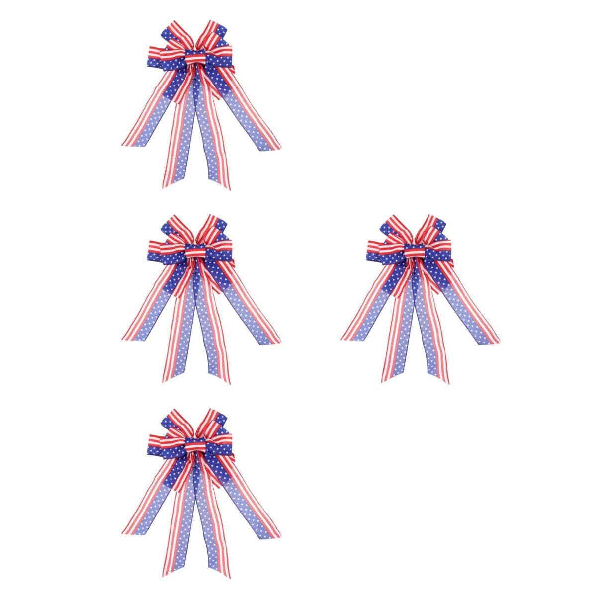 TOPBATHY 4 Pz del dell'indipendenza Fiocchi di Natale Nastro di Raso Pizzo Fiocco Decorativo Decorazione patriottica grucce attaccapanni Decorazione del dell'indipendenza