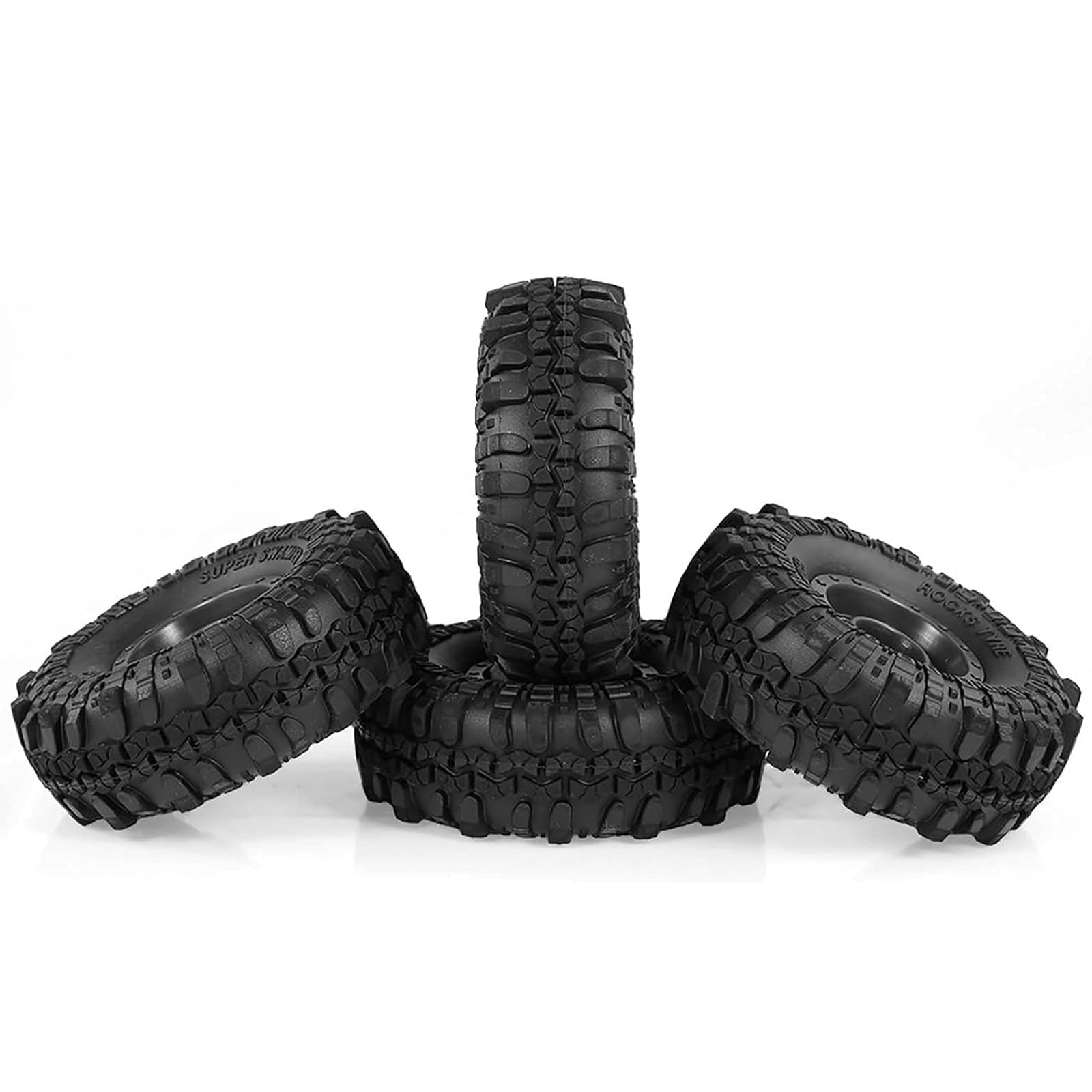 KINGCOO Juego de 4 ruedas de 110 mm, llantas de plástico de 1,9 pulgadas, llantas y neumáticos de goma para 1/10 RC Rock Crawler Auto Parts para Axial SCX10 Tamiya TRX-4 TRX-6 D90 D110 CC01 TF2