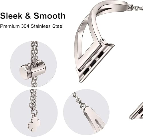 Miniatura 2 de Secbolt Correas de acero inoxidable compatibles con correas de Apple Watch de 1.49, 1.57, 1.61, 1.65, 1.73 y 1.77 pulgadas, iWatch Series