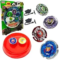 kit 4 Beyblades Tornado Com 2 Lançadores E Arena De Batalha