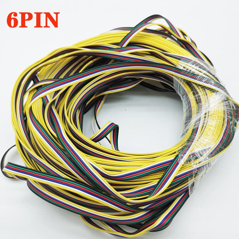 Hot 2Pin 3Pin 4Pin 5Pin 6Pin 22AWG Electric Extension Wire Cable Connector for 5050 2835 RGB RGBW RGBWW RGBCCT LED Strip Light - (Color: 5Pin, Package: 20m)