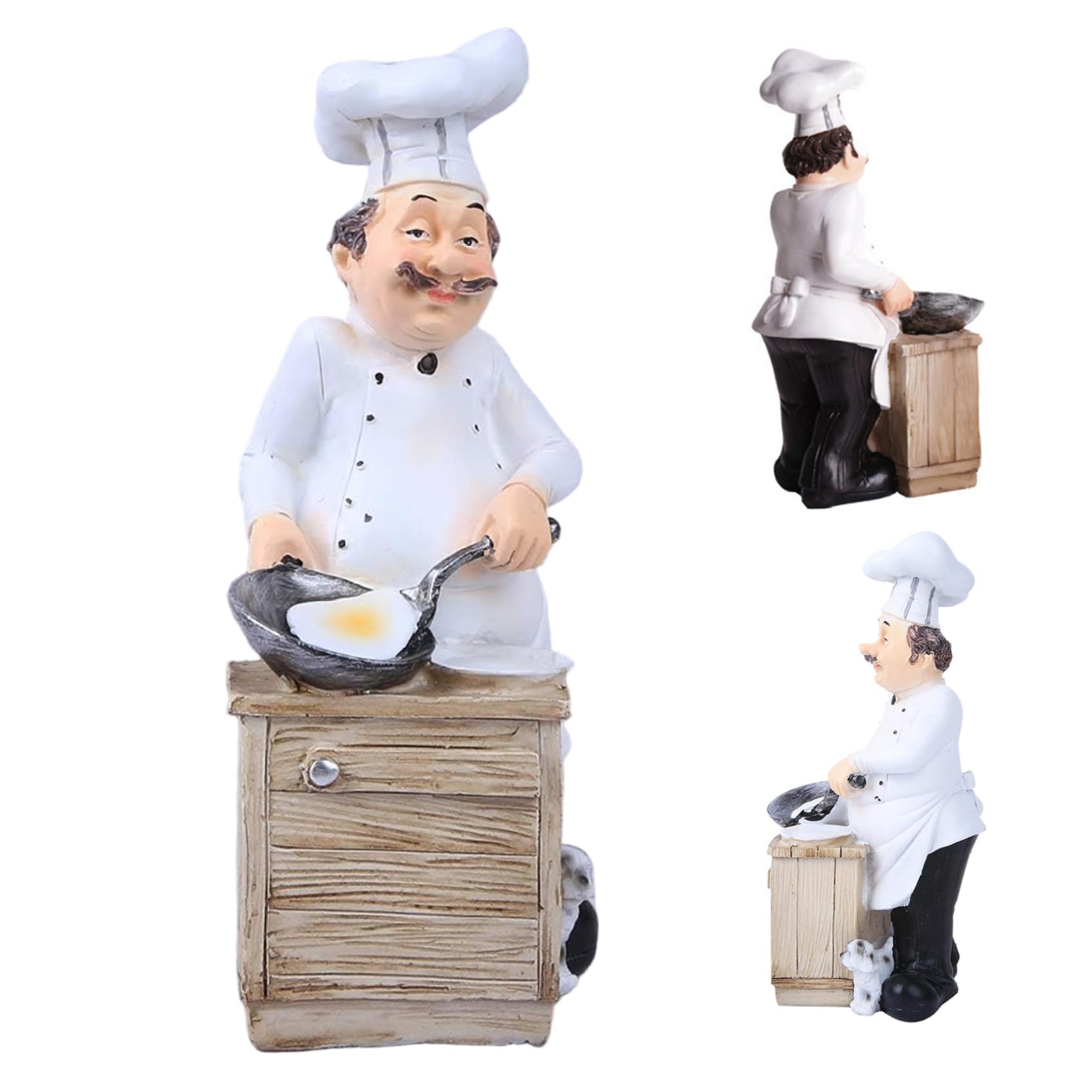 Licsaliwe Chef Figurine - Hand-Painted Resin Chef Figurine with Smiling Face for Home Kitchen Bakery or Restaurant Tabletop Decoration