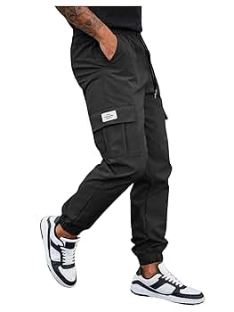 WDIRARA Men's Colorblock Cargo Pants Drawstring Waist Active