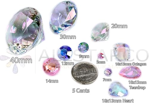 Miniatura 6 de Allstarco 200 unidades de 0.472 pulgadas (0.472 in) lila AB quilates acrílico diamante confeti AB revestimiento para mesa dispersión decoración de