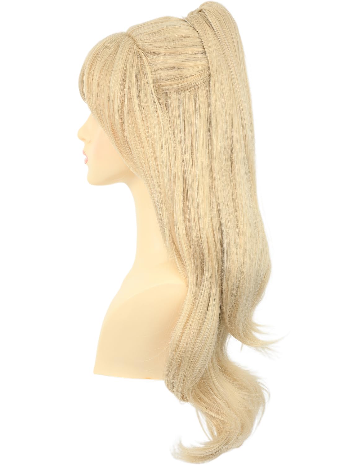 Amazon.com: morvally Long Blonde Ponytail Wig with Bangs  display picture 2