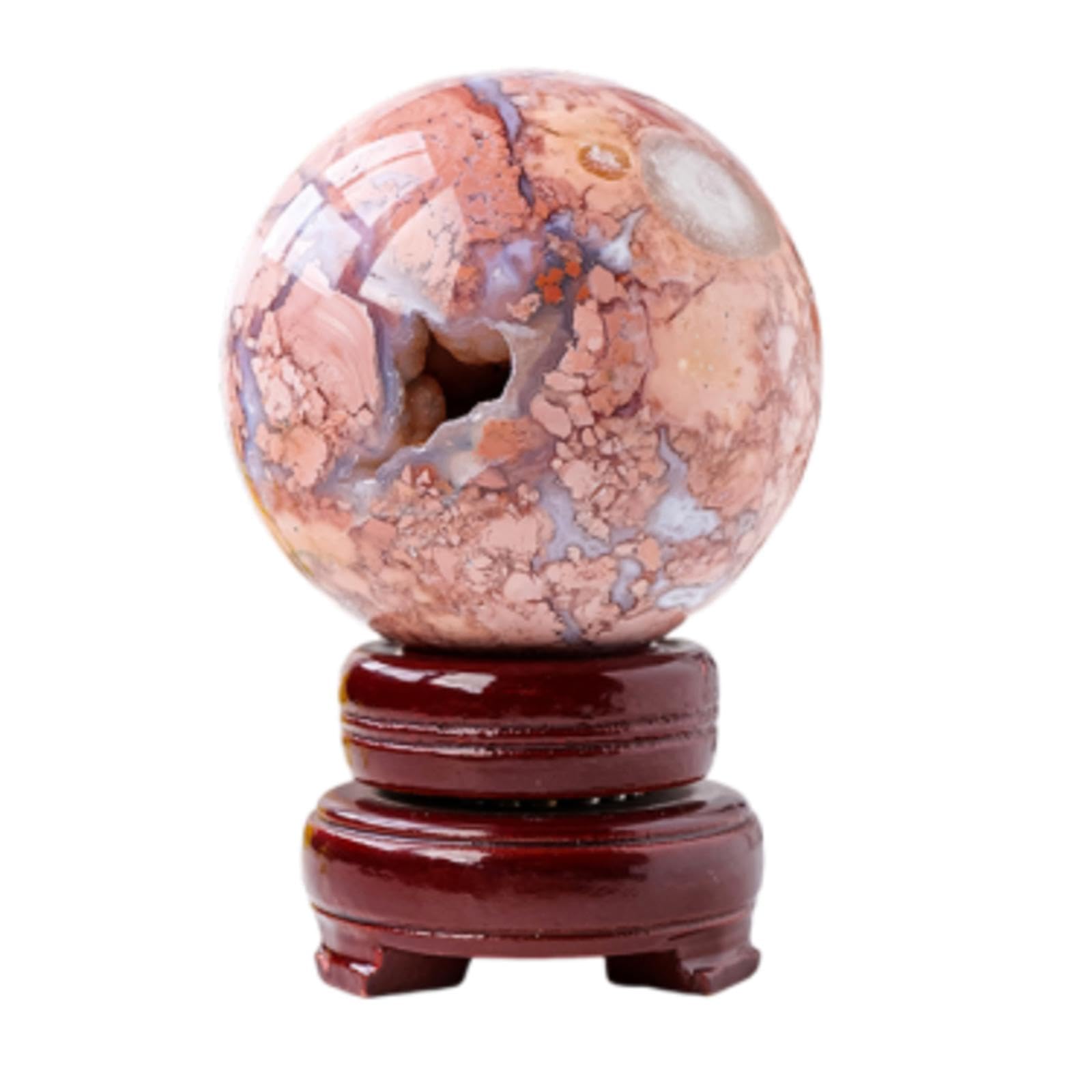 AARTERZZA Agate Crystal Ball, Raw Stone Polished Feng Shui, Home Decoration Desk Ornaments,70~75mm