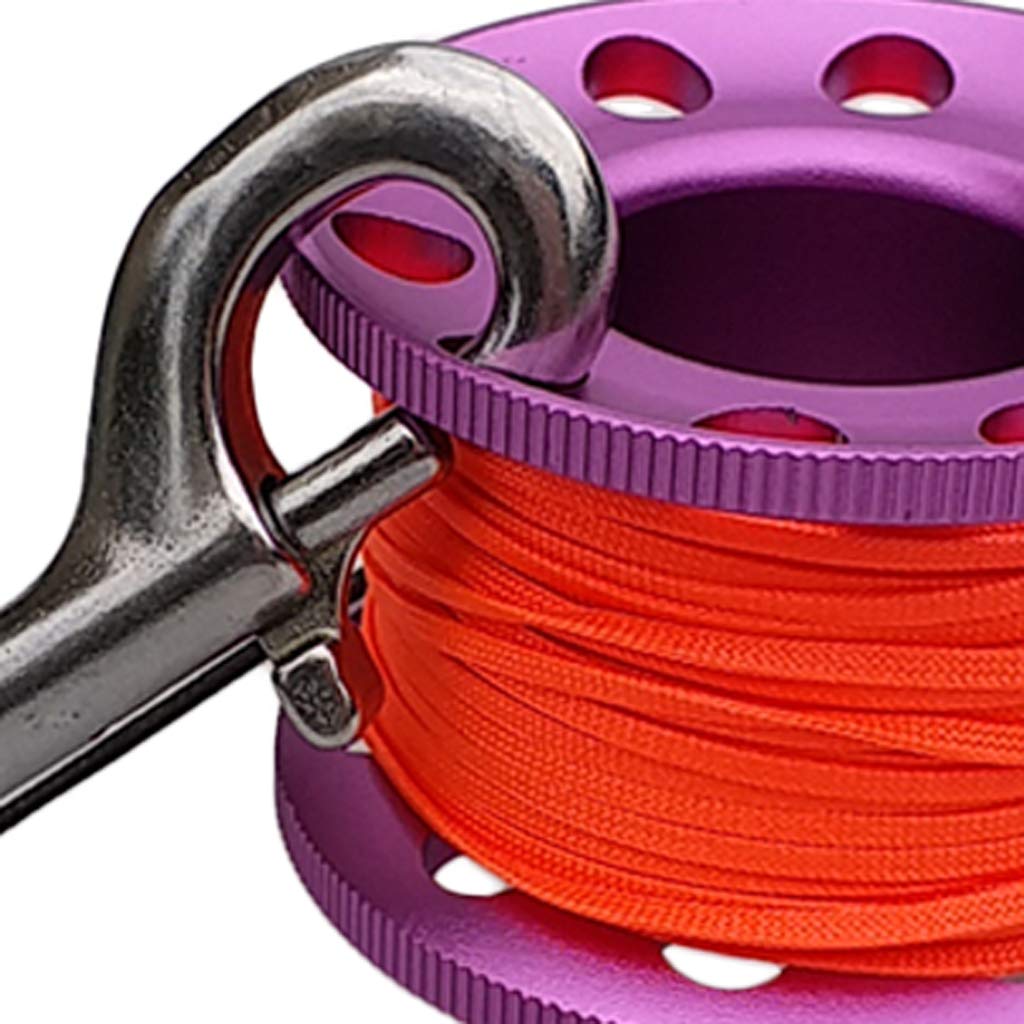 P Prettyia Carrete de Dedo para Buceo Guía + Boya de Marcador de Superficie, Accesorios para Deportes Acuáticos - Púrpura