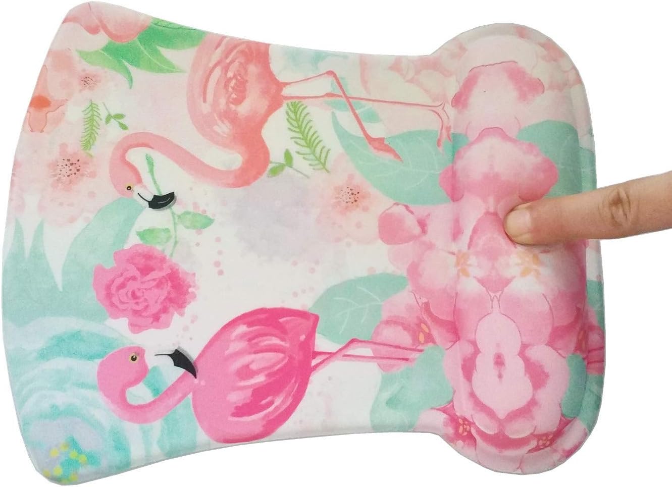 Ergonomic Keyboard Wrist Rest Pad and Mouse Pad Wrist Support Set with Non-Slip Backing Memory Form-Filled, Easy-Typing and Pain Relief for Gaming Office Computer Laptop (Pink Two Flamingos)