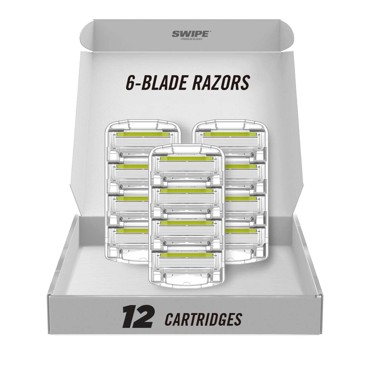 SWIPE Premium Men's 6-Blade Razor Refills (12) (No Trimmer)