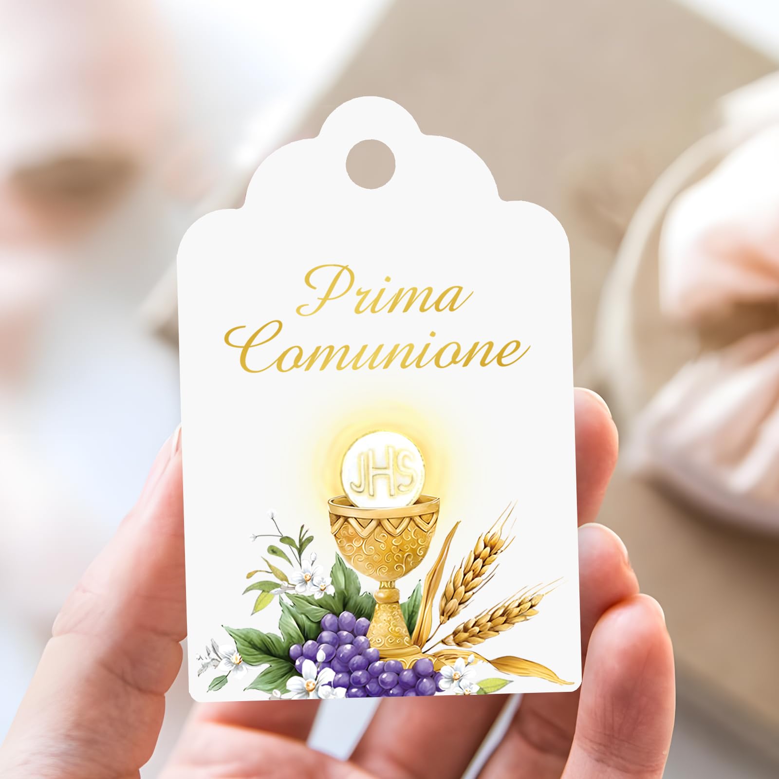 Bigliettini Bomboniere Personalizzati Prima Comunione - Tag Tondi Fatti In Italia - Foto 8