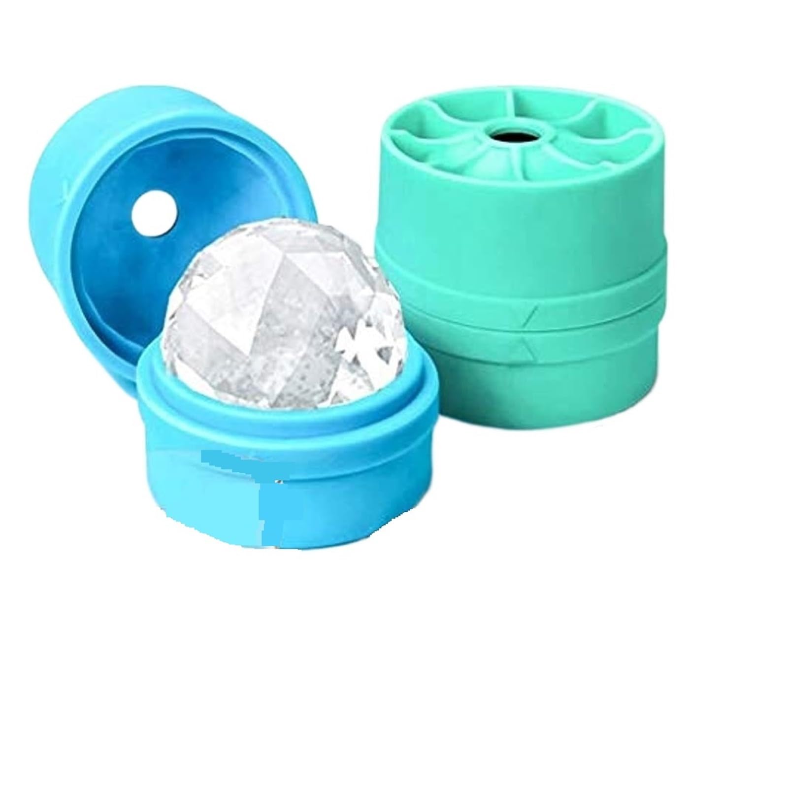 Vassoio per cubetti di Ghiaccio Vassoio in Silicone da 2 Pezzi Vassoi per Ghiaccio a Forma di Sfera diamantata Vassoio per Alimenti Stampo Rotondo per Cocktail di Whisky (Color : Blue Green 2pack)