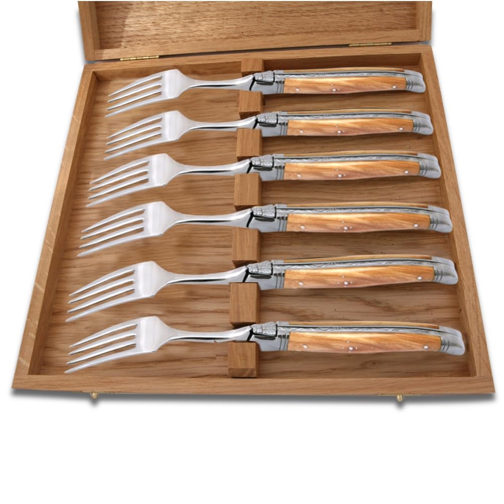 Coffret de 6 fourchettes laguiole avec un manche en bois - Bois de rose