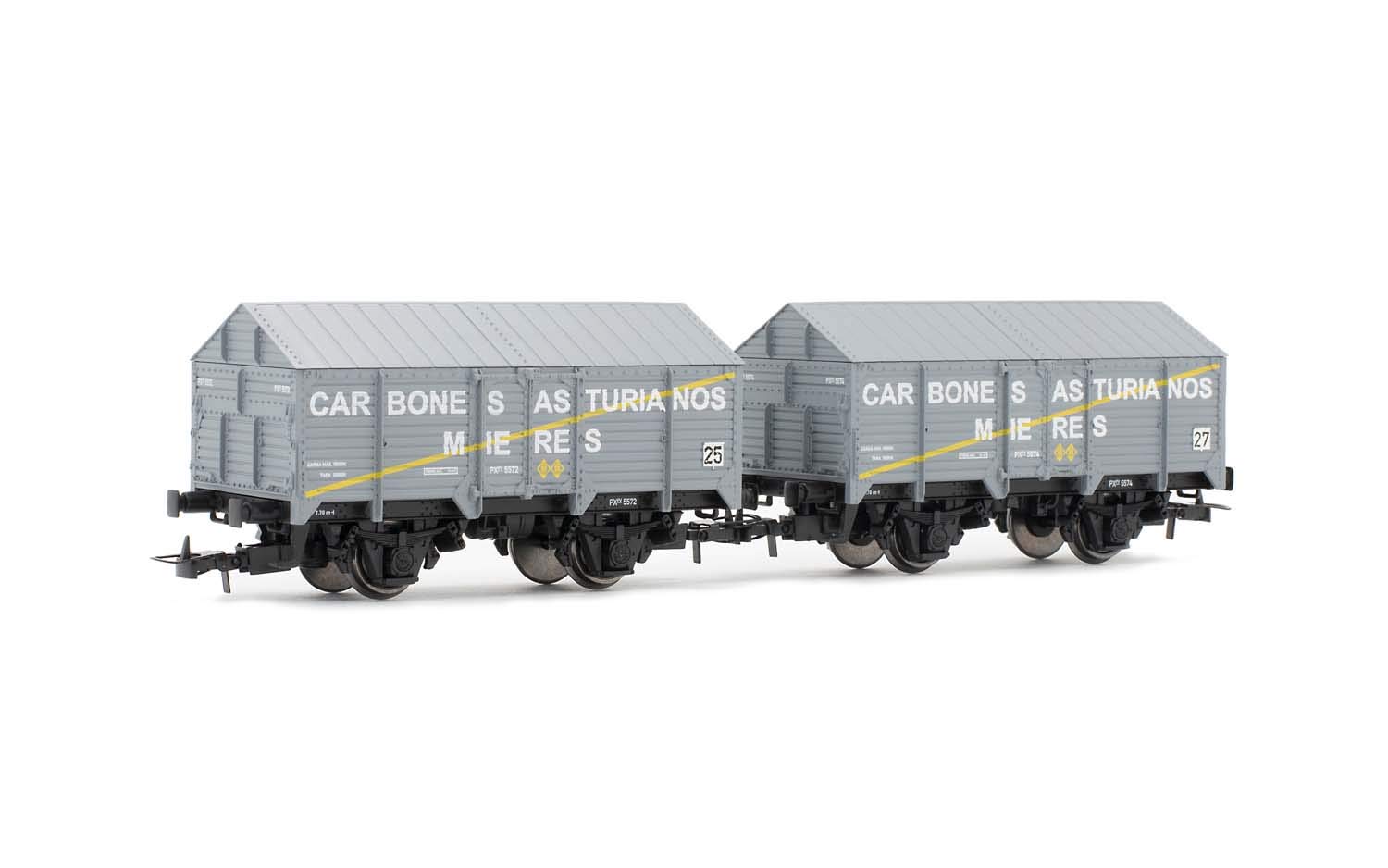 Electrotren E19034 R.N., Covered Wagon PX with High Sides, Grey Livery, Carbones de Mieres, ep. III Rolling Stock