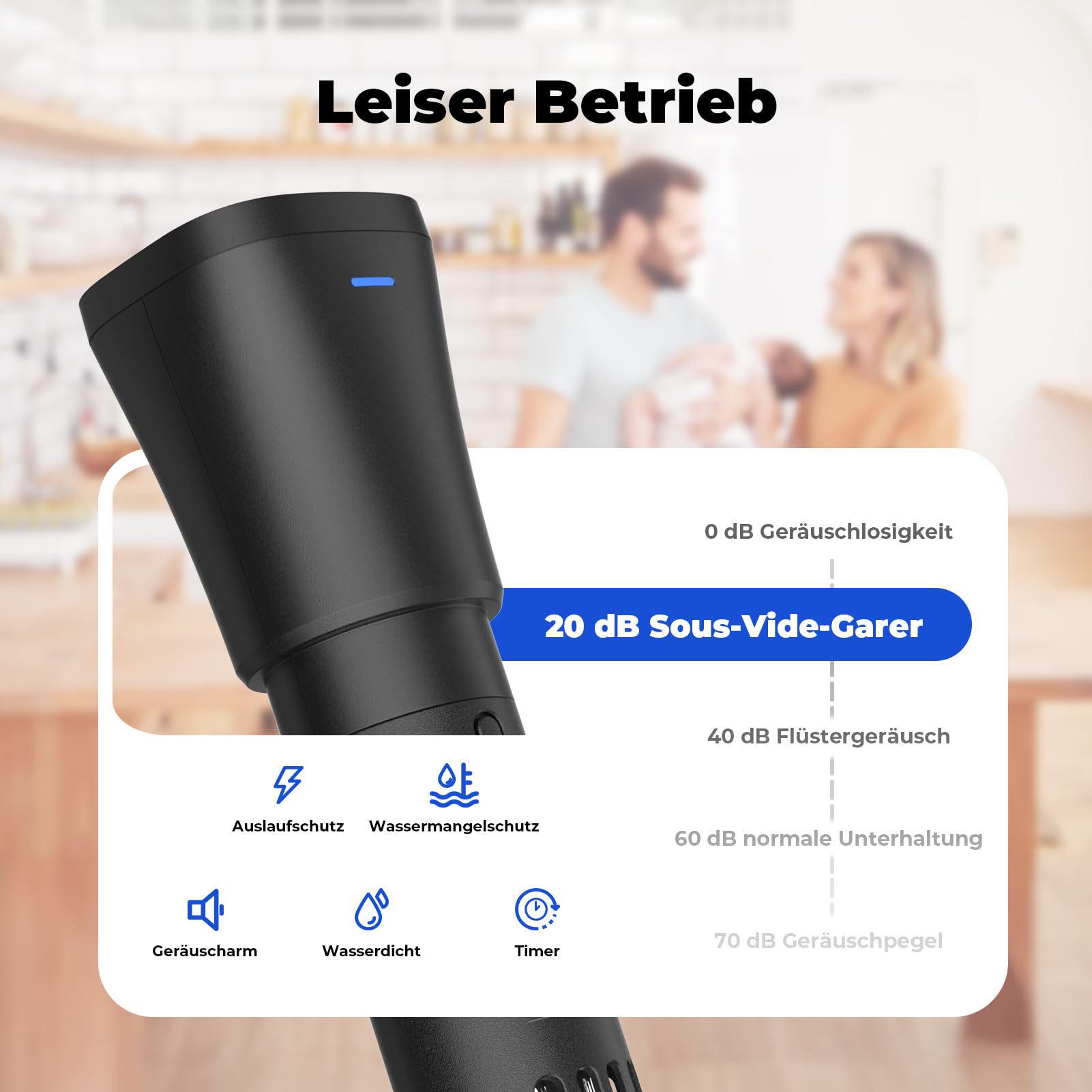 Sous Vide Garer Stick 1000W Präzisionskochtopf Immersion Zirkulator Mit Reservierungsfunktion, 360° Wasserzirkulation Sous Vide für die Küche