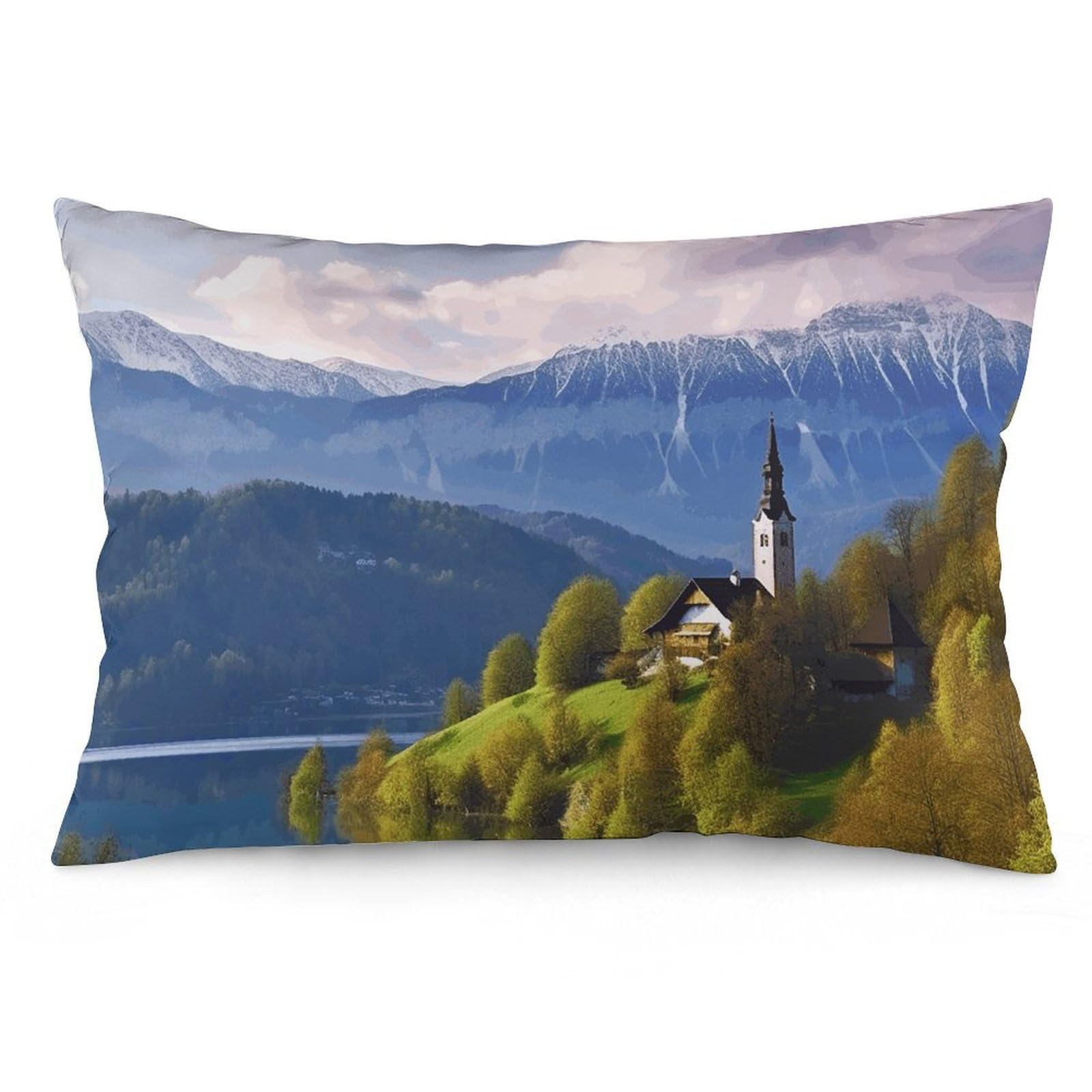 2 Pack Pillow Cases for Hair and Skin, Soft Breathable Pillow Case Covers with Hidden Zipper, Slovenia Landscape Pillowcase 12 "x20 Pillow Covers for Sleeping Gift
