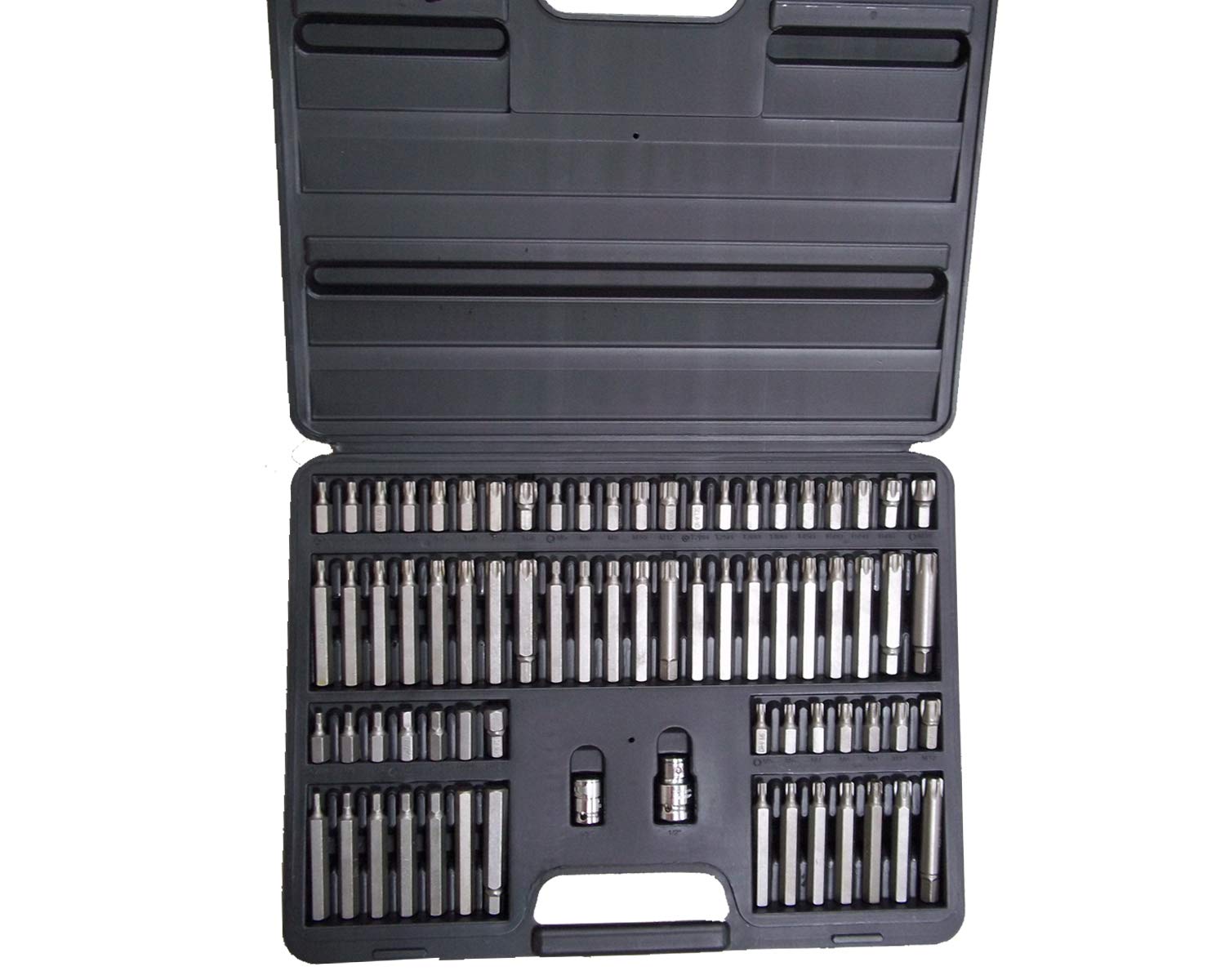 Autojack74 Piece Spline Bit Set Torx Bits 1/2 inch 3/8" TRX-Star Ribe Socket Hex Sockets Tool Kit with M5- M14, Includes Heavy Duty Carry Case